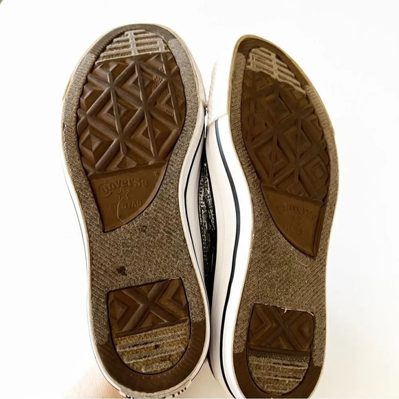 Converse Allstar Silver Sparkle Classic Sneakers Size 6 Women’s Wedding Chucks - Picture 3 of 10